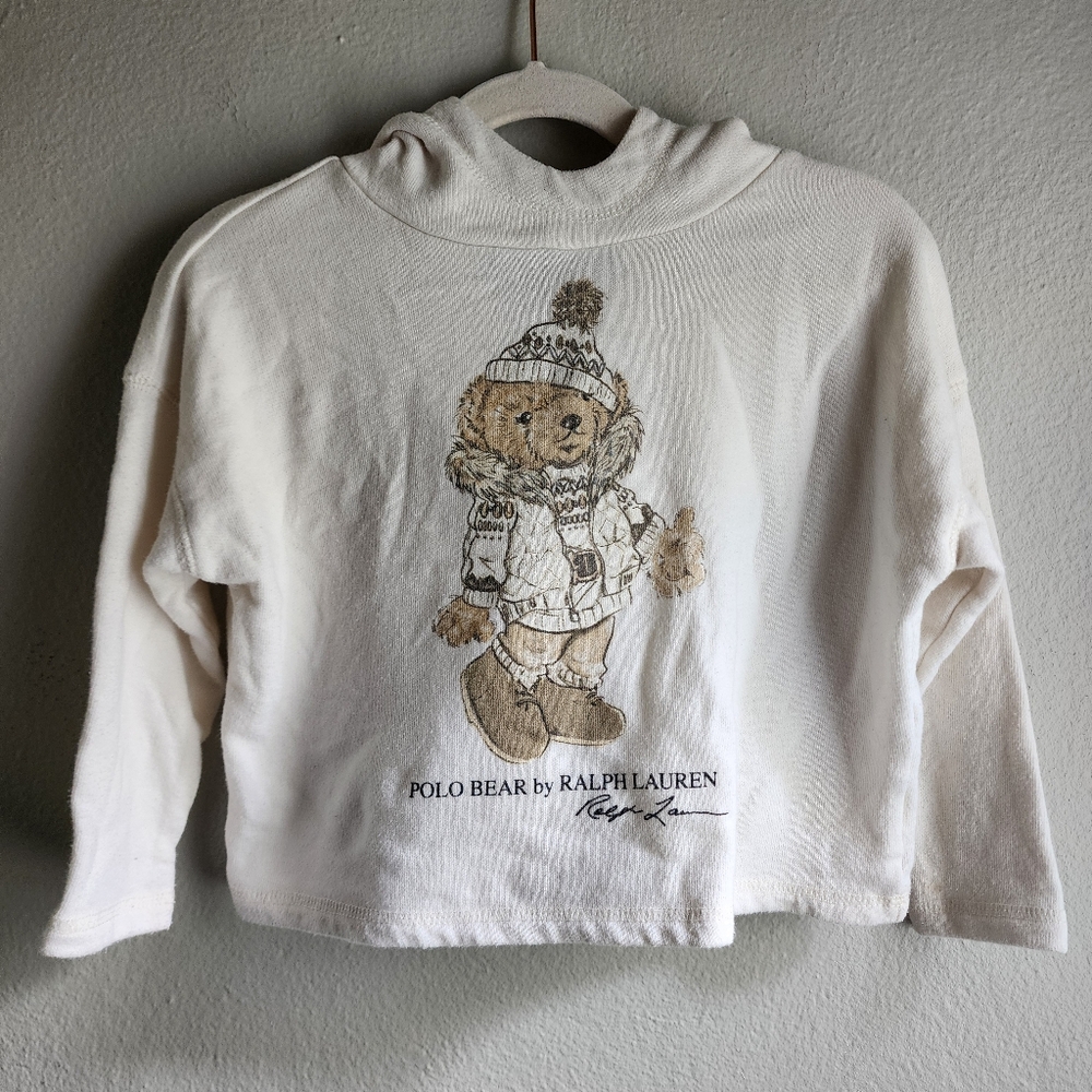 Polo Ralph Lauren Bear Cropped Hooded Sweatshirt 3T
